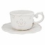 Clayre & Eef Kop & Schotel Wit - Ø15xH7 cm