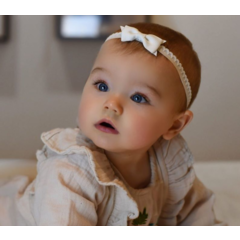 Your Little Miss Newborn baby haarbandje met kanten strik - White