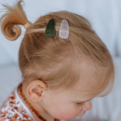 Your Little Miss Snap clips with fabric - Neutral check