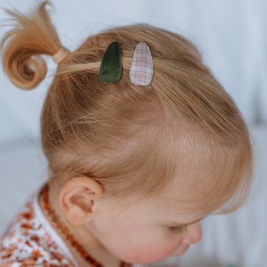 Your Little Miss Baby-Klick-Klack-Haarspangen mit Stoff - Neutral check