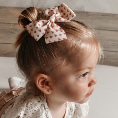 Your Little Miss Hair clip with double bow - Pink hearts