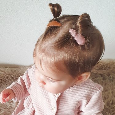 Your Little Miss Baby-Klick-Klack-Haarspangen mit Stoff - retro leather