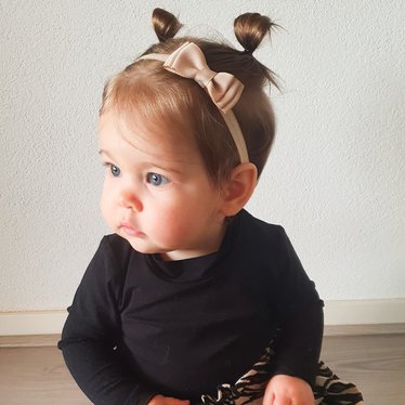 Your Little Miss Baby haarbandje met dubbele strik - vanilla