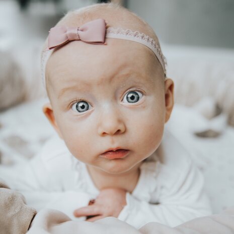 Your Little Miss Newborn baby headband with lace bow - Antique mauve Your Little Miss Newborn baby headband with lace bow - Antique mauve