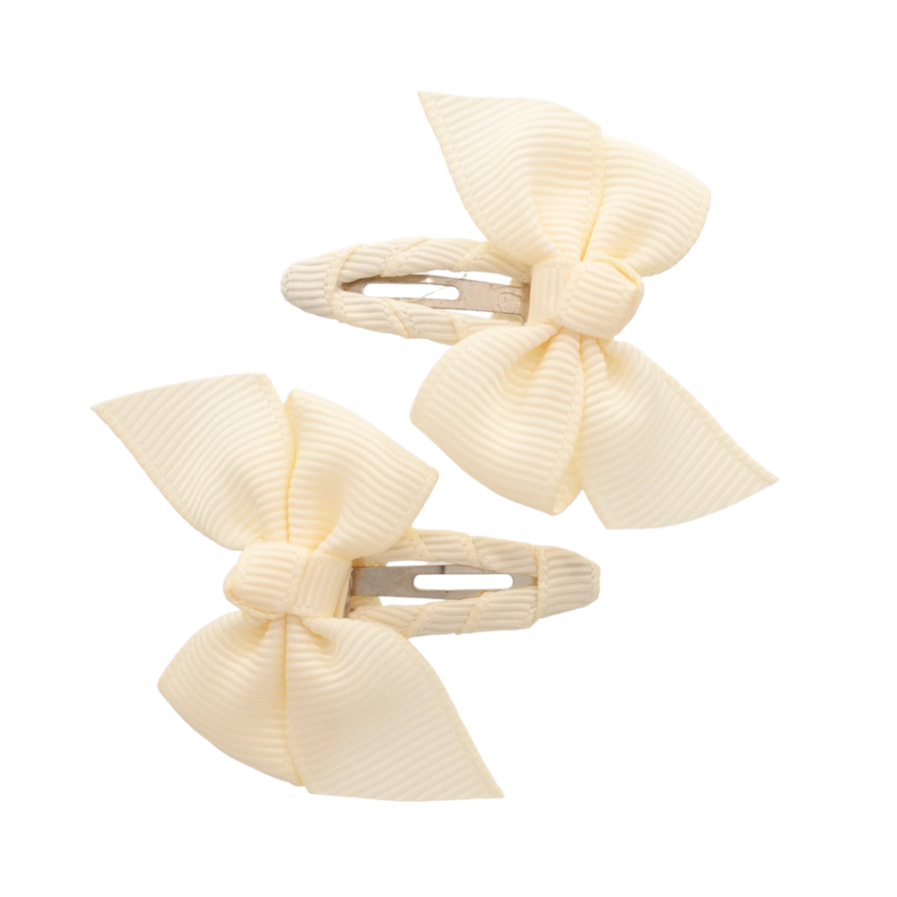 Your Little Miss Baby hair clips with twist and ribbon bow June - cream