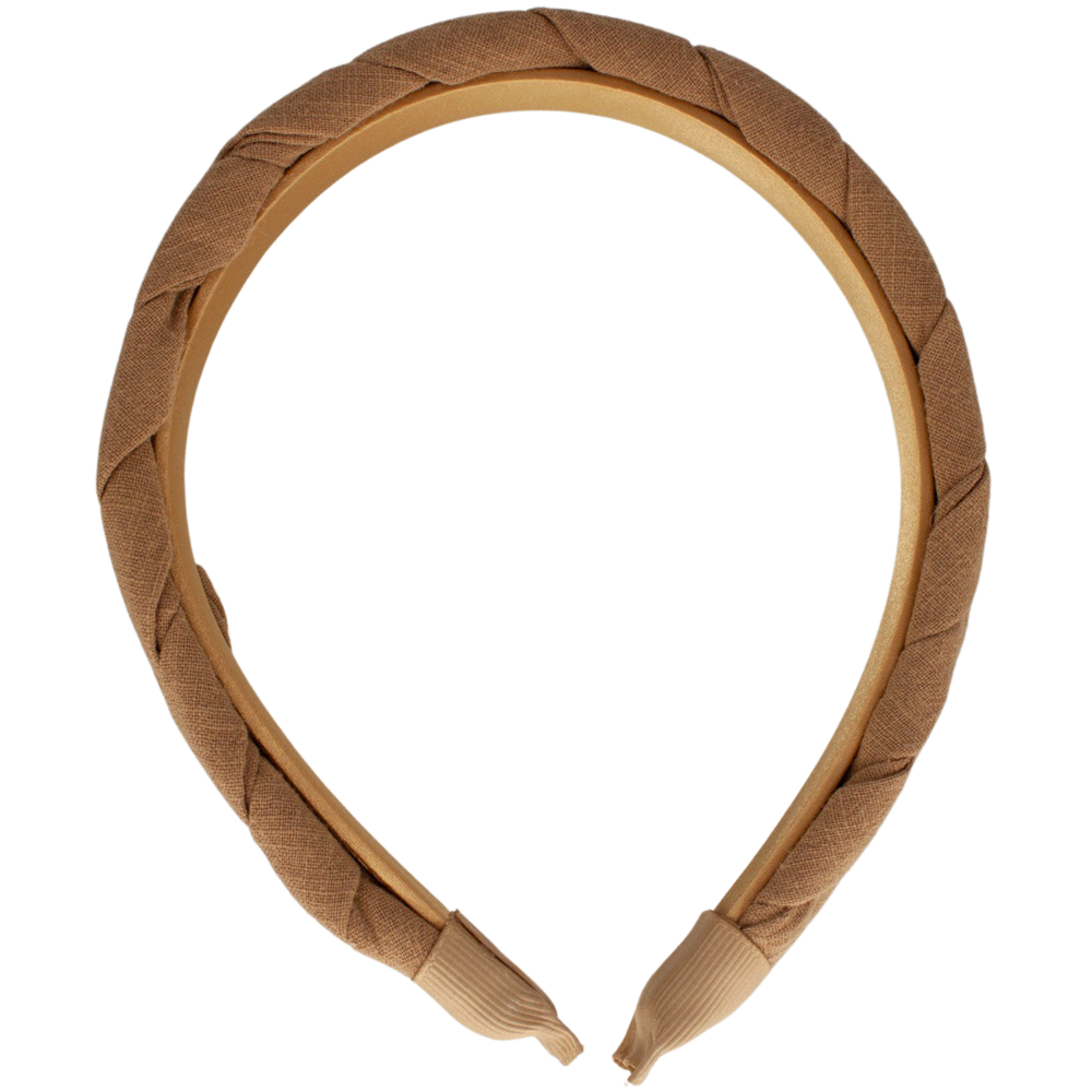 Your Little Miss Cerchietto ampio con treccia - brown linen