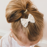 Your Little Miss Baby hair clips with bow - cream lace