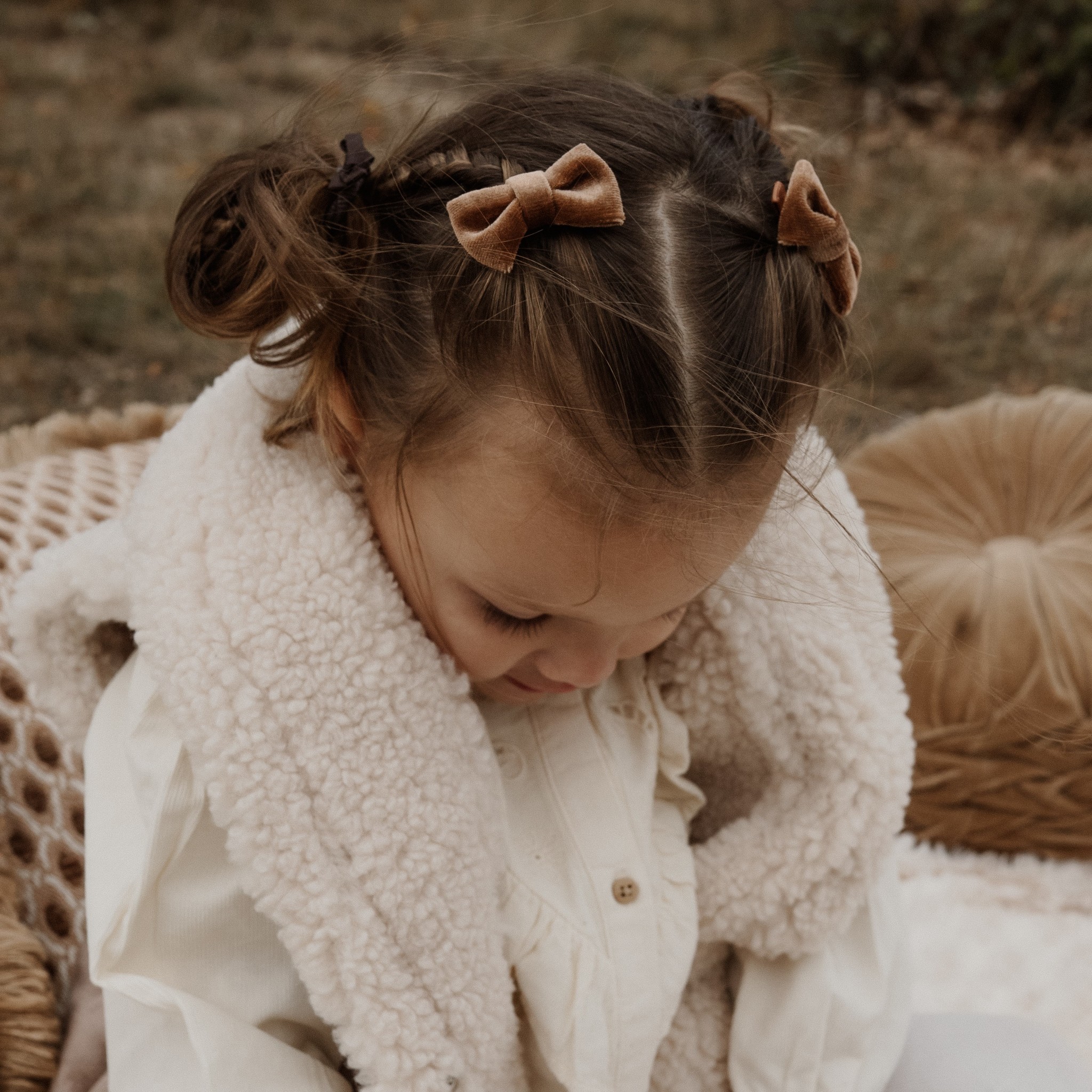 Barrettes bébé à cheveux avec noeud chipmunk velvet Your Little Miss