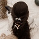 Your Little Miss Hair clips with ribbon bow - brown satin
