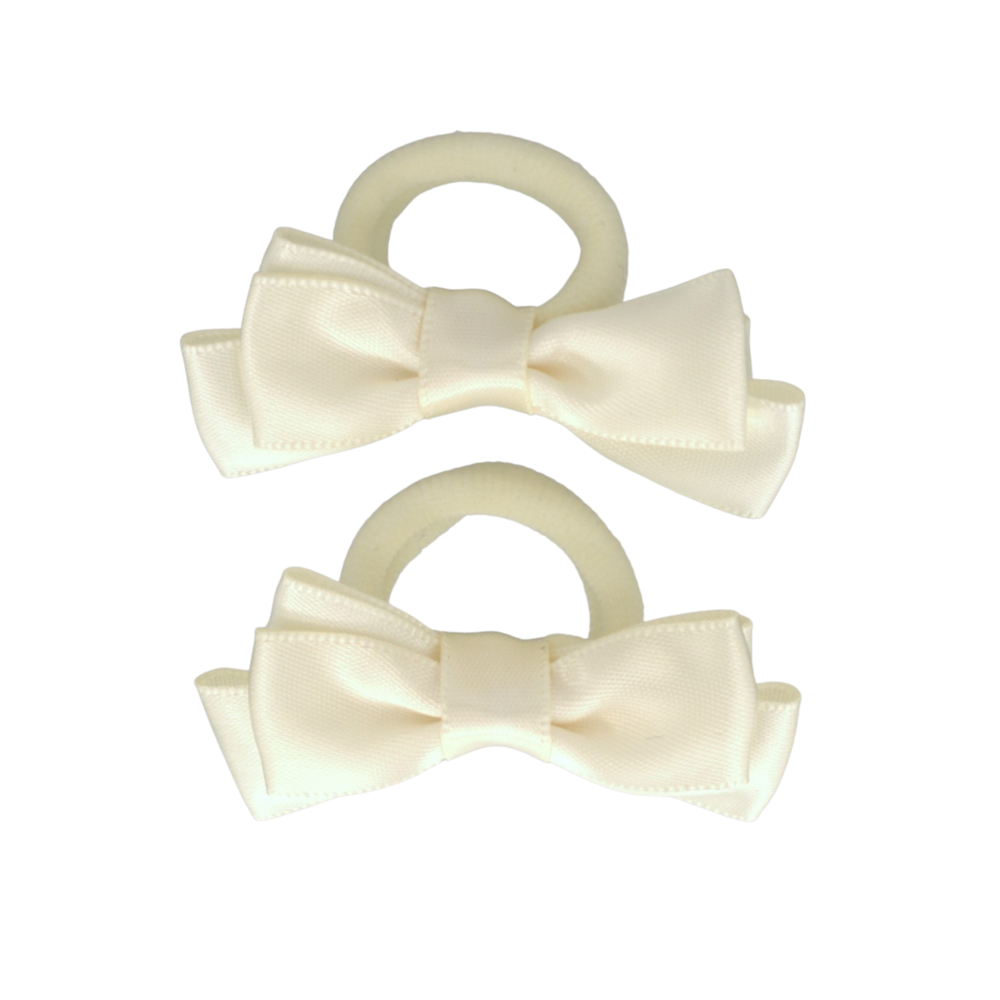 Your Little Miss Hårelastikker med dobbelt sløjfe - ivory satin