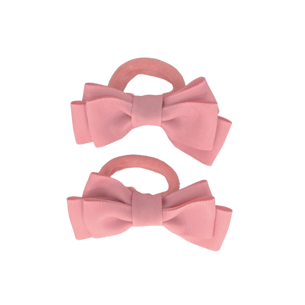 Your Little Miss Haarelastiekjes met dubbele strik - old pink