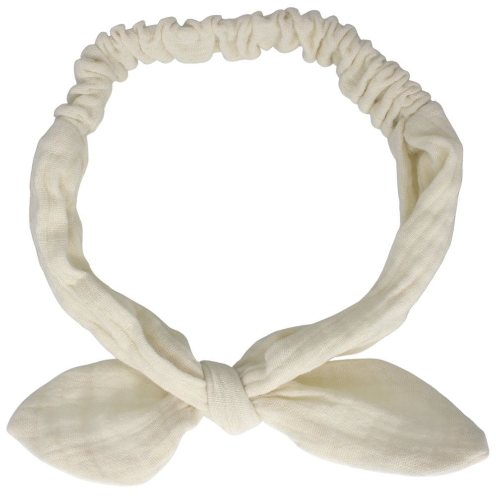 Your Little Miss Baby headband with knot and bow - ivory muslin