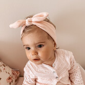 Your Little Miss Baby hårbånd med knap og sløjfe - soft pink terry