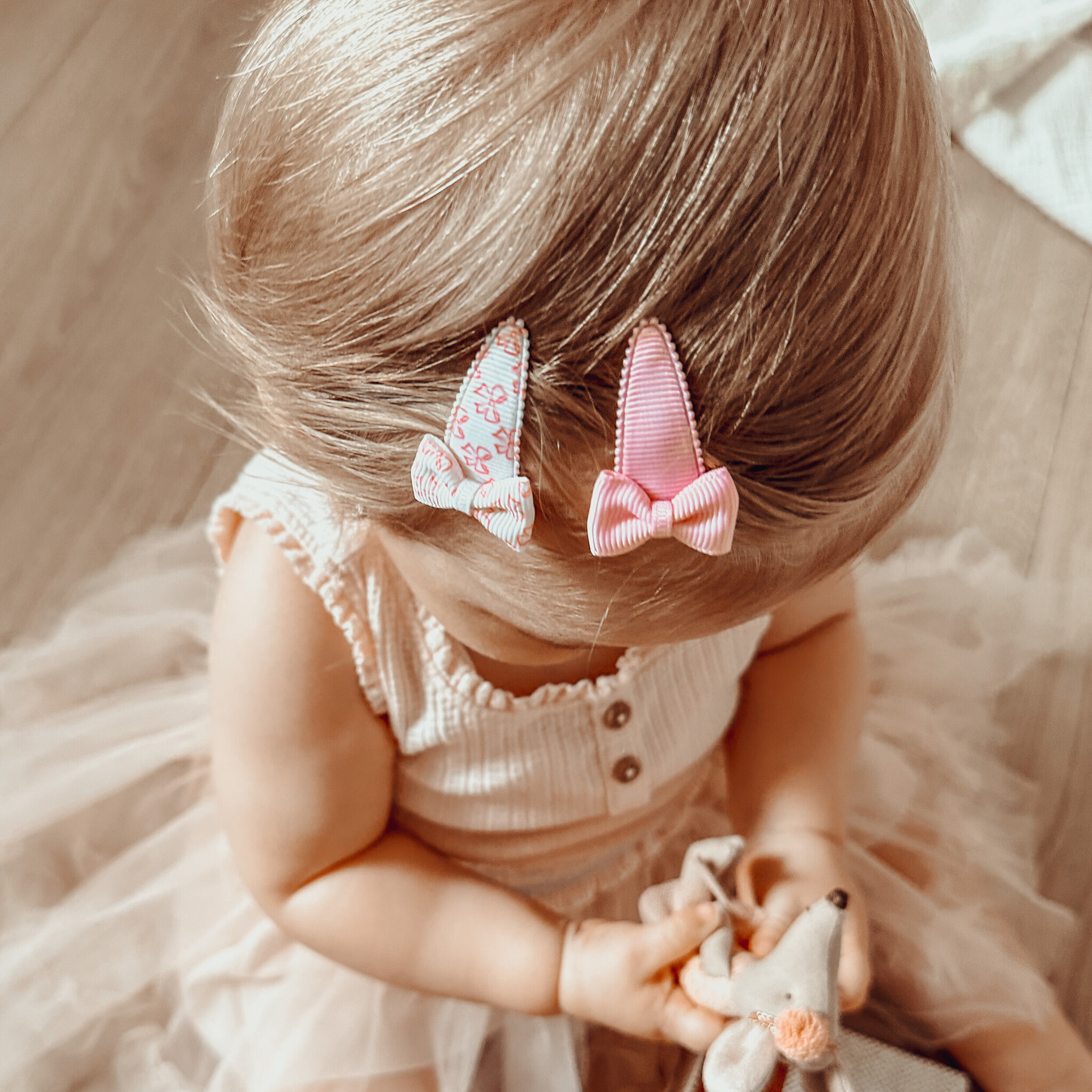 Clips de pelo niña con lazo - pink bow