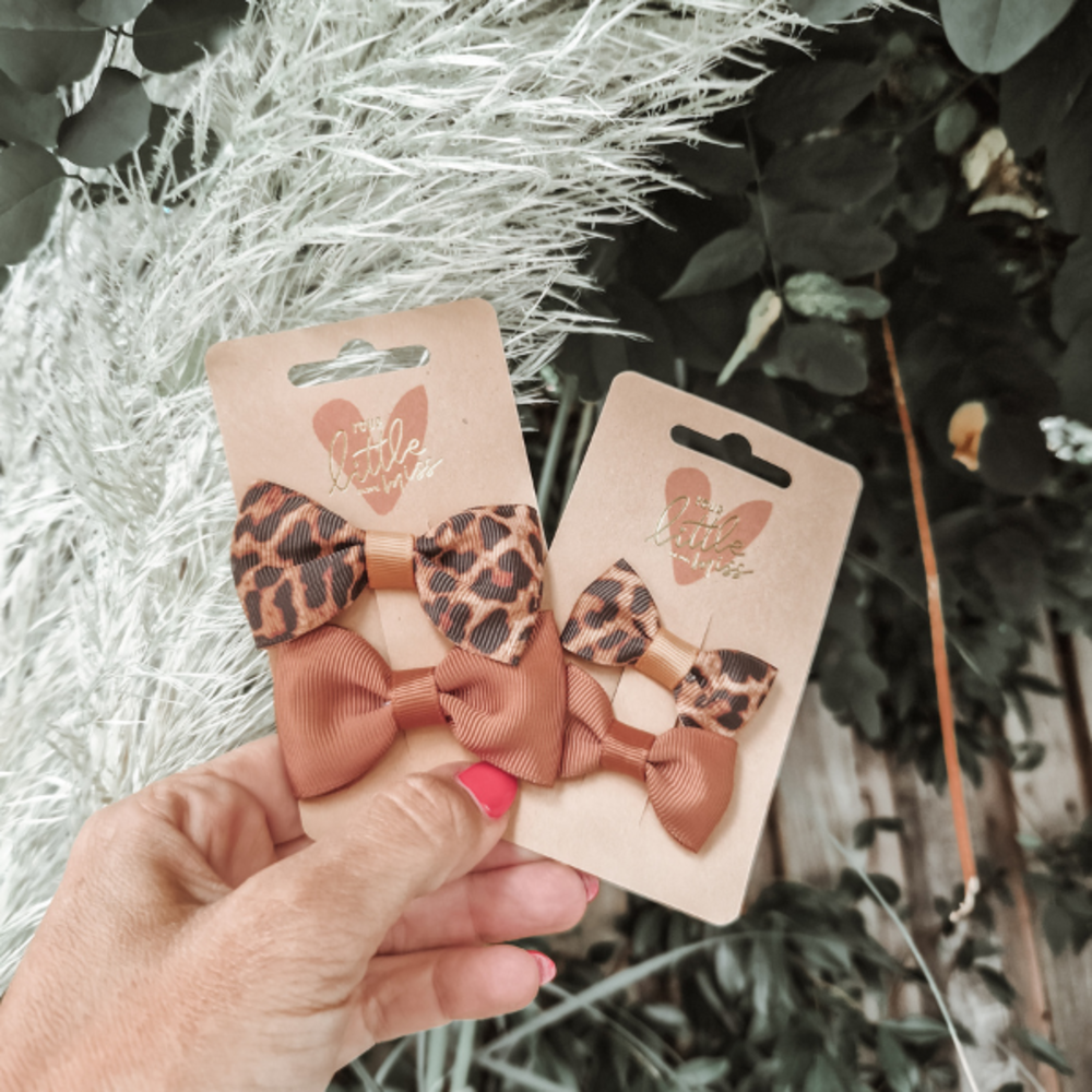 Your Little Miss Fermagli per capelli bambina con fiocco - leopard love