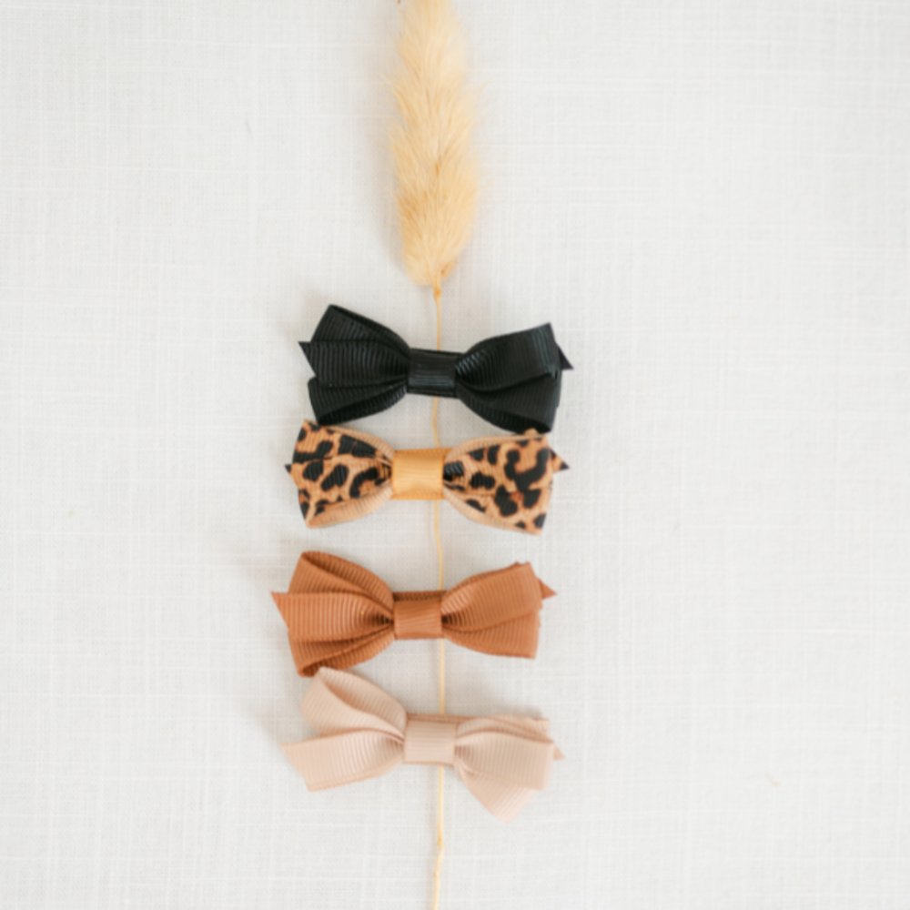 Your Little Miss Fermagli per capelli bambina per bambina con fiocco - leopard love