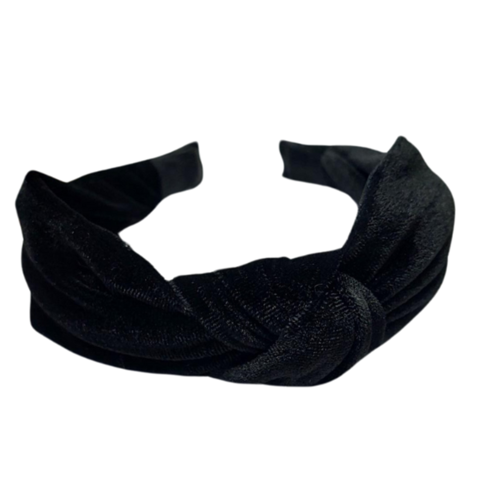 Your Little Miss Cerchietto largo con nodo Lexi - Black velvet