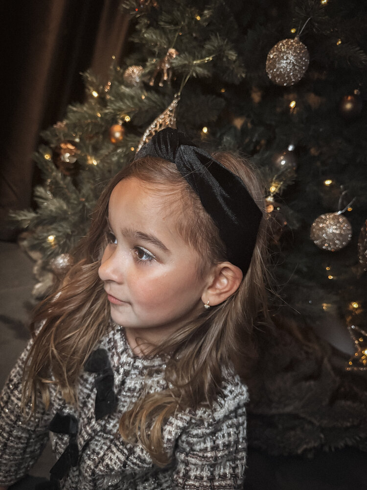 Your Little Miss Cerchietto per ragazza largo con bottone - Black velvet