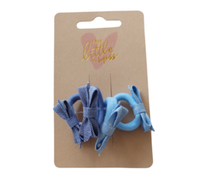 Your Little Miss Élastiques cheveux bébé avec noeud - denim