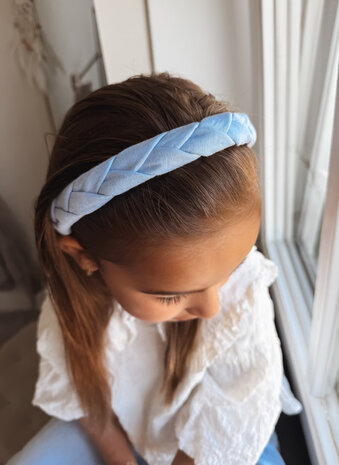 Your Little Miss Alice band with braid - denim Your Little Miss Alice band with braid - denim