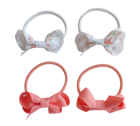 Your Little Miss Basiska hårsnoddar med rosett Loïs - coral bloom