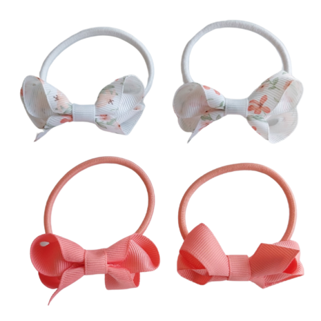 Your Little Miss Basic haarelastiekjes met strik Loïs - coral bloom Your Little Miss Basic haarelastiekjes met strik Loïs - coral bloom