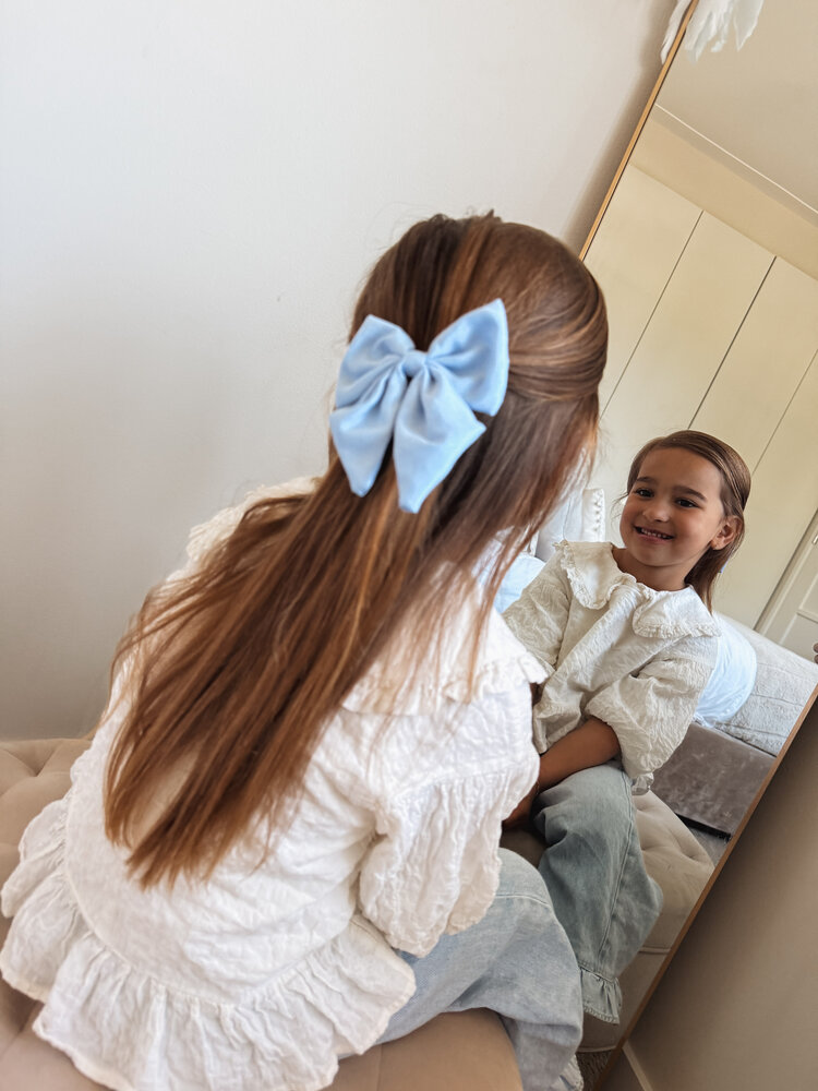 Your Little Miss Hårspænde med stor sløjfe Marly - denim