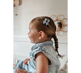 Your Little Miss Barrettes cheveux bébé avec nœud en ruban - denim