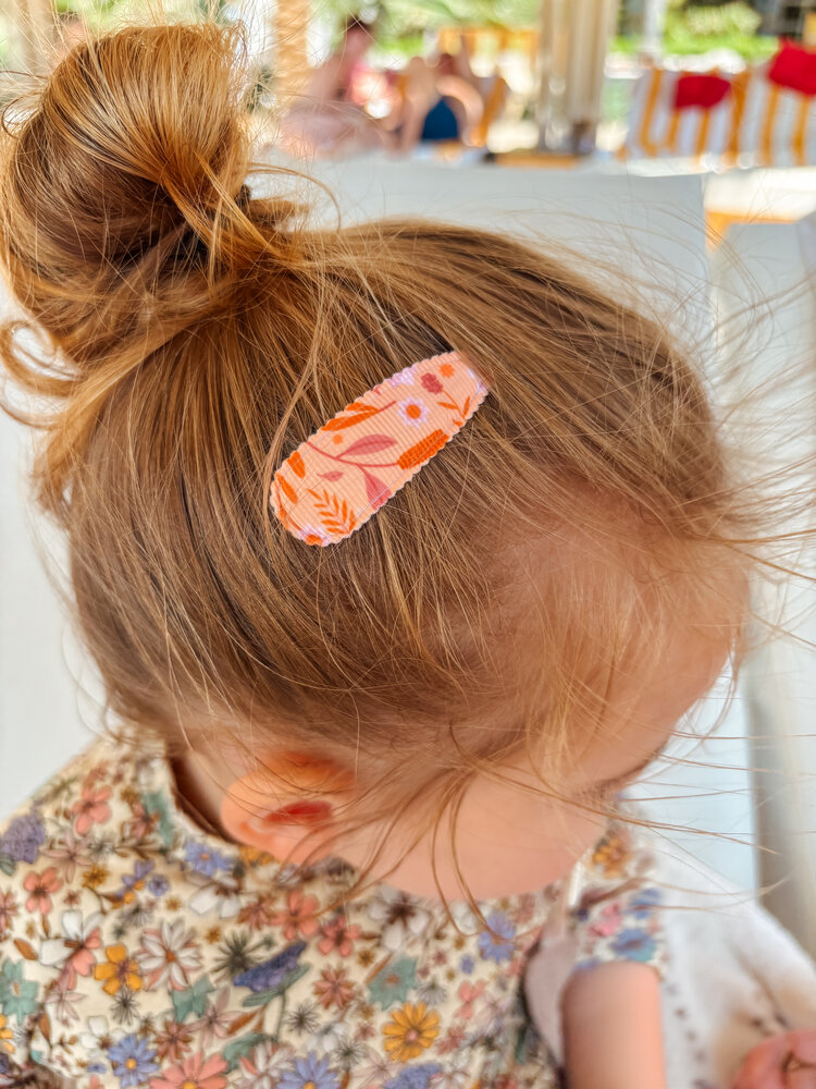 Your Little Miss Snap clips with fabric - sunset harvest
