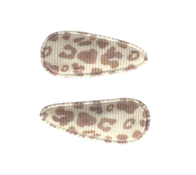 Your Little Miss Baby-Klick-Klack-Haarspangen mit Stoff - leopard latte