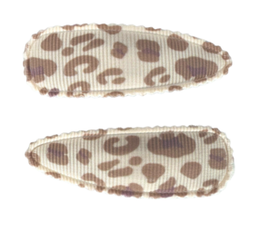 Your Little Miss Klick-Klack-Haarspangen mit Stoff - leopard latte