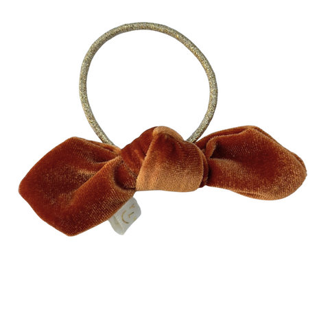 Your Little Miss Elastici per capelli con fiocco rotondo Gwen - harvest gold velvet