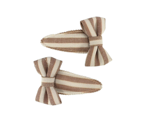 Your Little Miss Baby hårkliper med sløyfe - Caramel stripe Your Little Miss Baby hårkliper med sløyfe - Caramel stripe