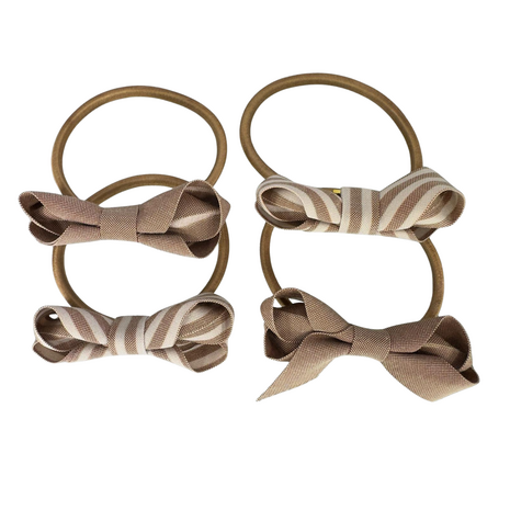 Your Little Miss Basis hårelastikker med sløjfe Loïs - Caramel stripe Your Little Miss Basis hårelastikker med sløjfe Loïs - Caramel stripe