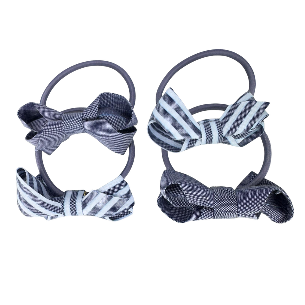 Your Little Miss Basiska hårsnoddar med rosett Loïs - Azure stripe