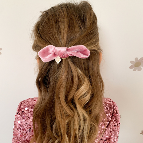 Your Little Miss Elastici per capelli con fiocco rotondo Gwen - blush velvet
