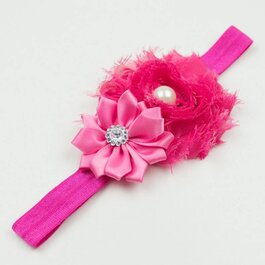 Haarbandje fuchsia shabby bloemen