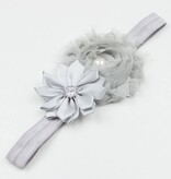 Baby haarbandje grijze shabby bloemen