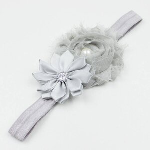 Baby haarbandje grijze shabby bloemen