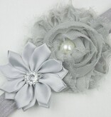 Baby haarbandje grijze shabby bloemen