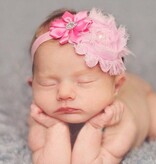 Baby haarbandje grijze shabby bloemen