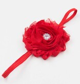 Baby haarbandje rode shabby bloem