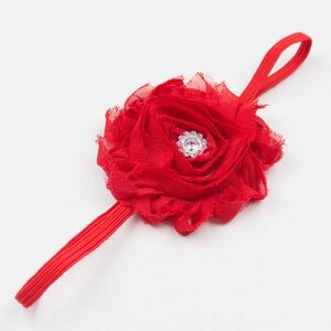 Baby haarbandje rode shabby bloem
