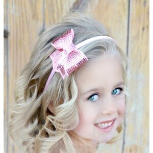 Baby haarbandje grote strik lichtroze