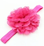 Baby haarbandje vintage chiffon bloem fuchsia