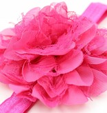 Baby haarbandje vintage chiffon bloem fuchsia
