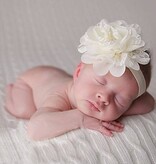 Baby haarbandje vintage chiffon bloem ivoor