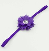 Baby haarbandje kleine chiffon bloem (donkerpaars)