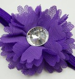 Baby haarbandje kleine chiffon bloem (donkerpaars)