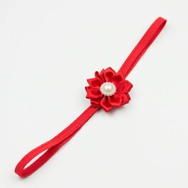 Haarbandje kleine satijnen bloem parel (rood)